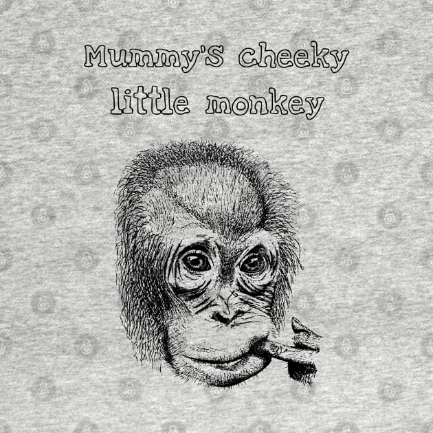 Mummy's cheeky little monkey t shirt by bens black line art